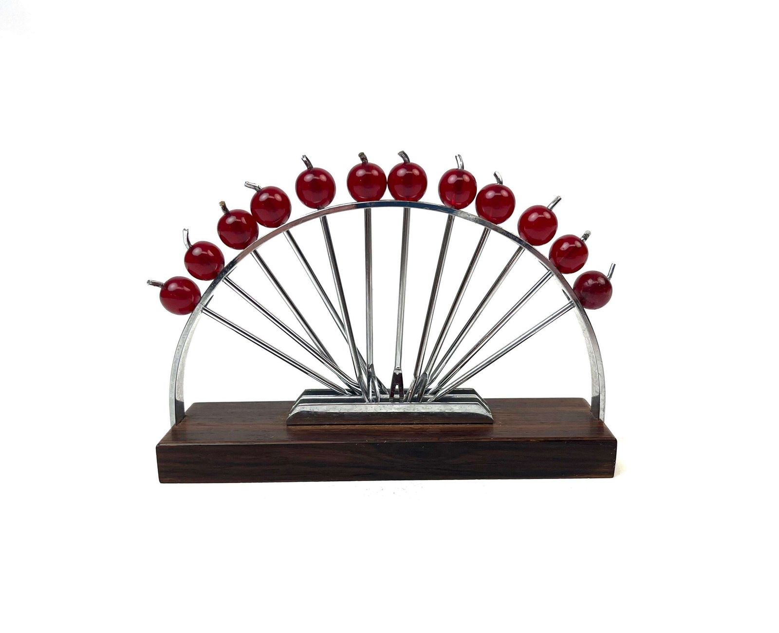 Rare Art Deco Bauhaus Rosewood Chrome & Bakelite Cocktail Picks Home Bar photo furniture