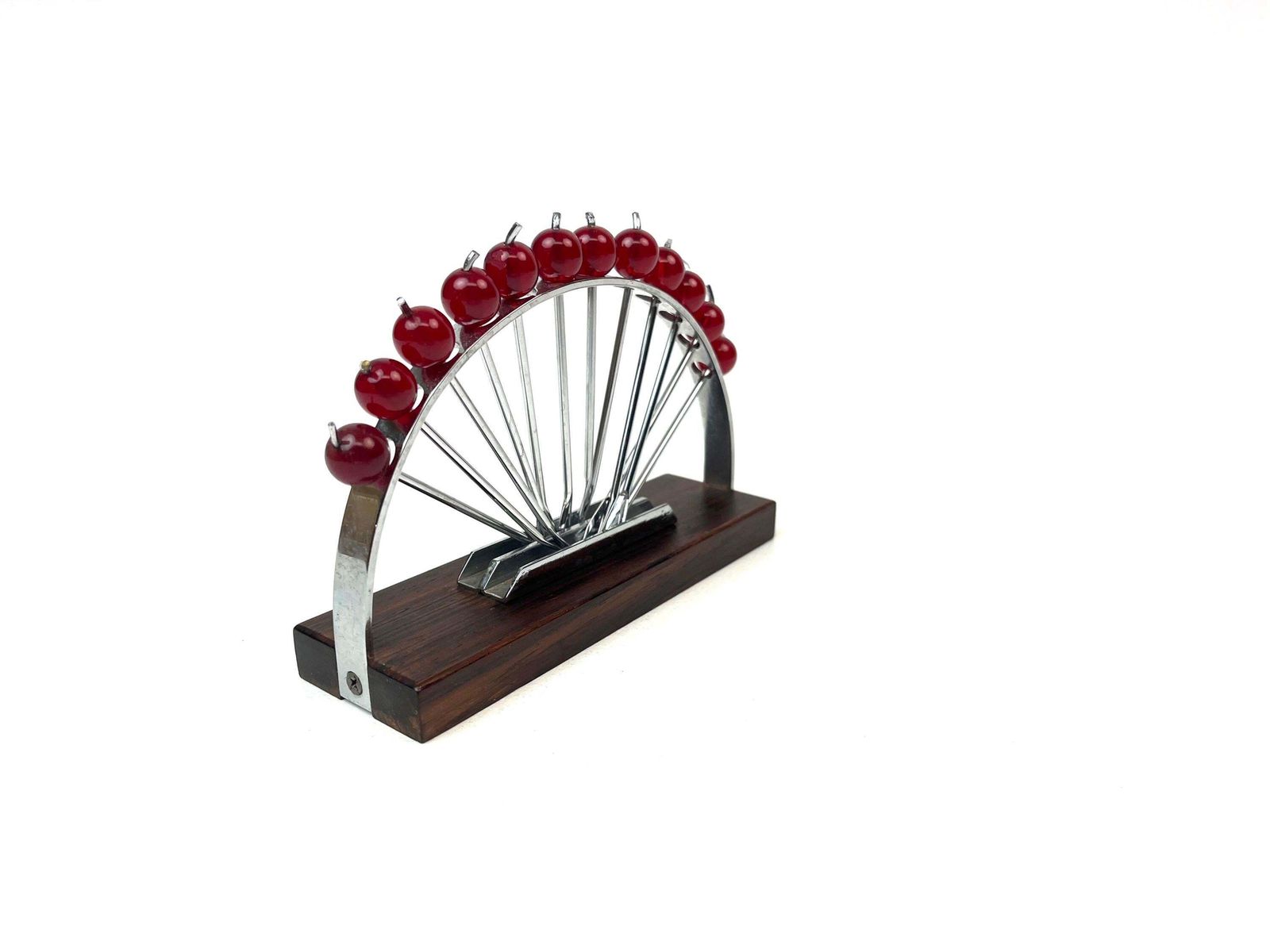 Rare Art Deco Bauhaus Rosewood Chrome & Bakelite Cocktail Picks Home Bar photo for sale