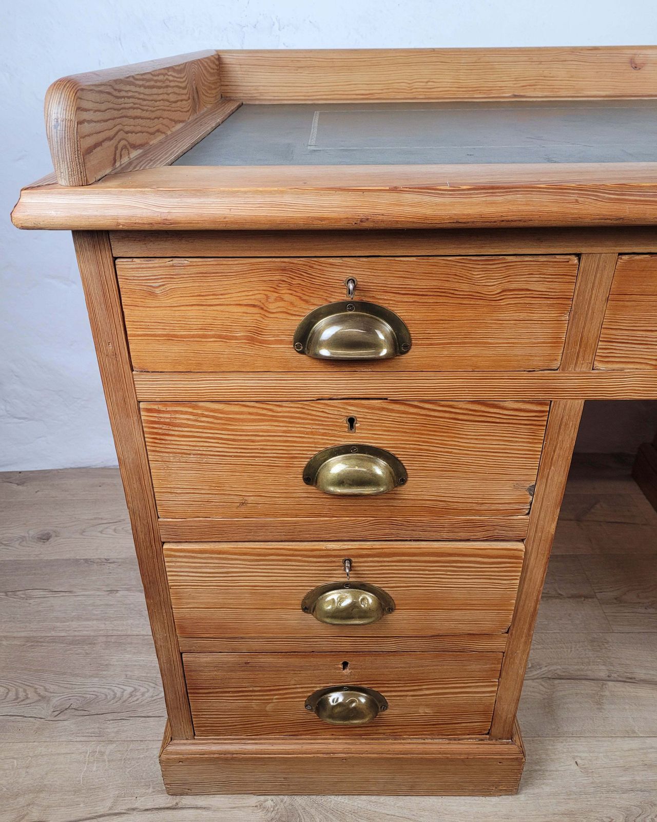 Pine Writing Desk & Chair Leather Top Country Rustic Antique Delivery Available photo 1000.0
