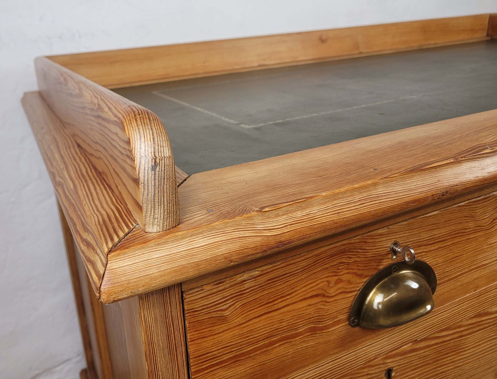 photo furniture Pine Writing Desk & Chair Leather Top Country Rustic Antique Delivery Available