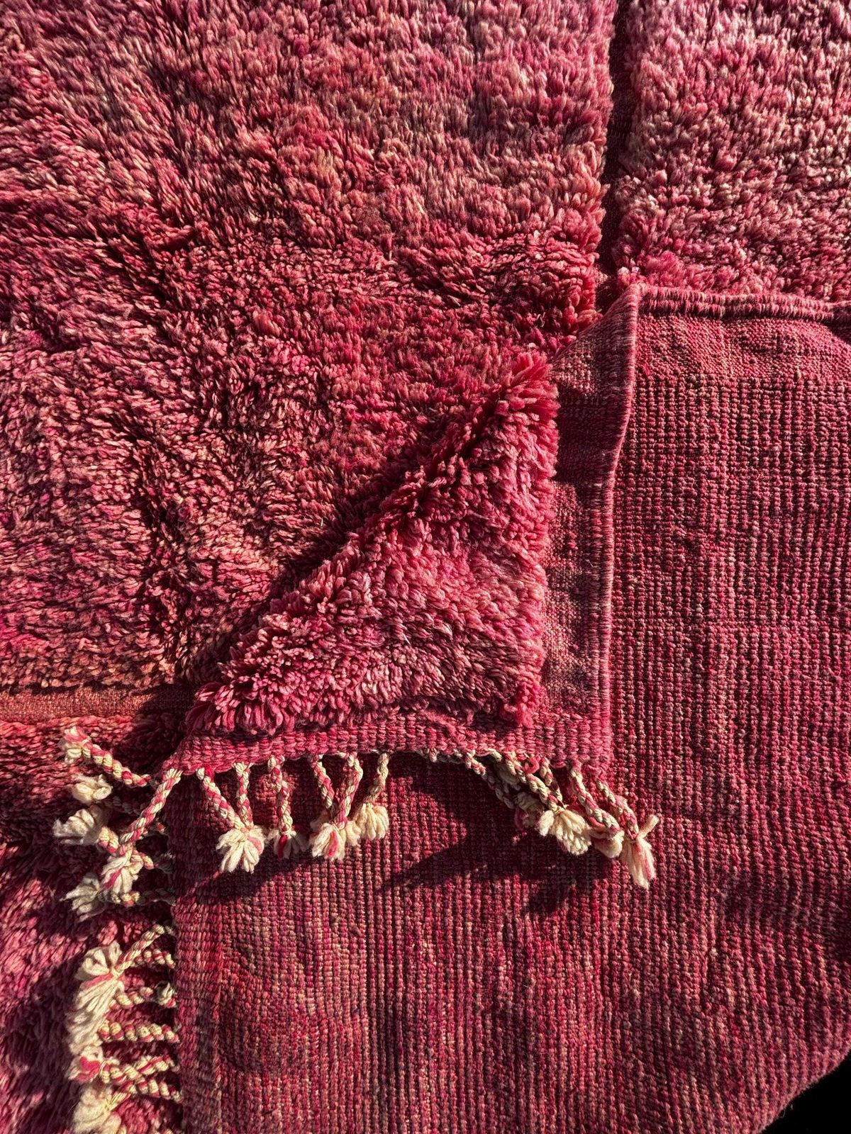 Moroccan Checkered Pink Wool Rug 230x250 Cm   Wool Beni Rug, Handmade Shaggy Rug, High Quality Wool Pink Rug   Boho Chic Rug photo for sale