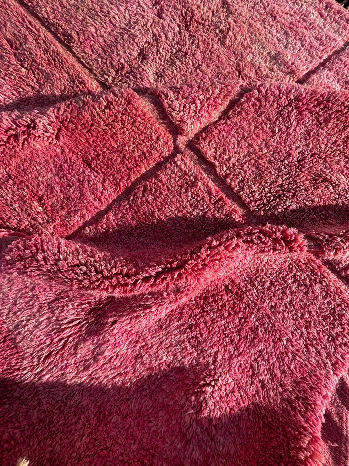 Moroccan Checkered Pink Wool Rug 230x250 Cm   Wool Beni Rug, Handmade Shaggy Rug, High Quality Wool Pink Rug   Boho Chic Rug photo 1184.0