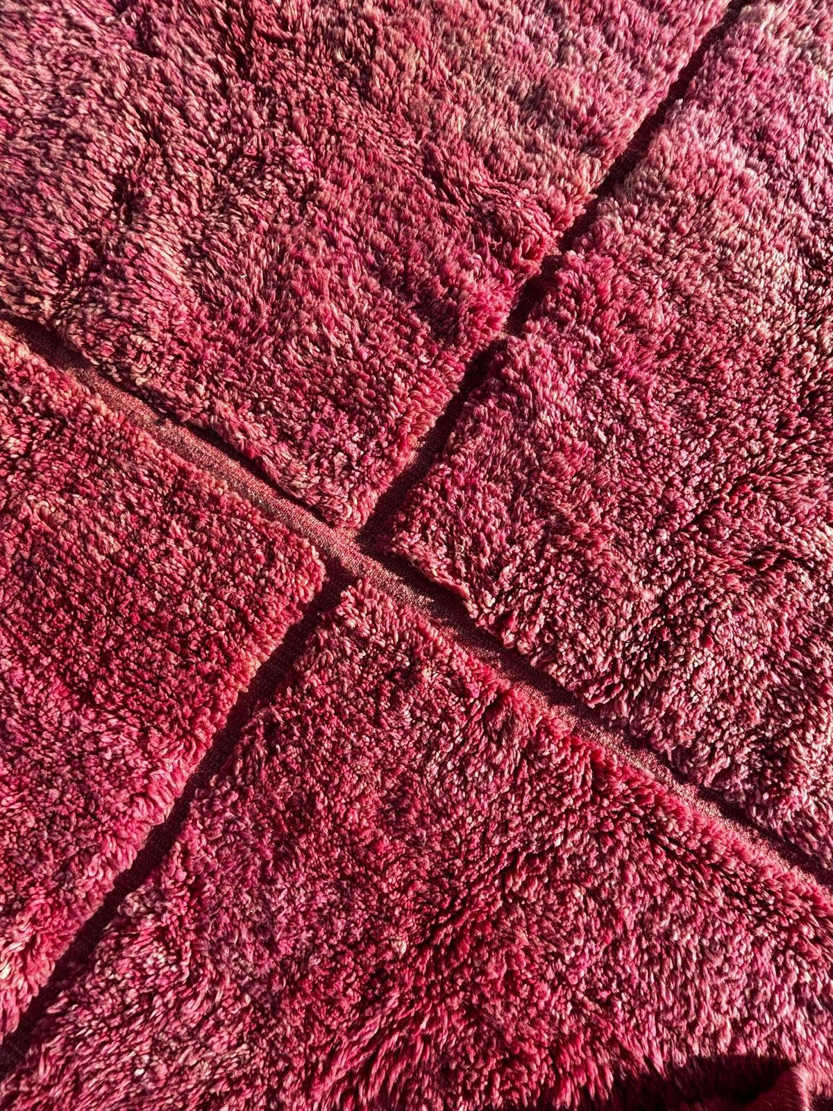 Moroccan Checkered Pink Wool Rug 230x250 Cm   Wool Beni Rug, Handmade Shaggy Rug, High Quality Wool Pink Rug   Boho Chic Rug photo buy