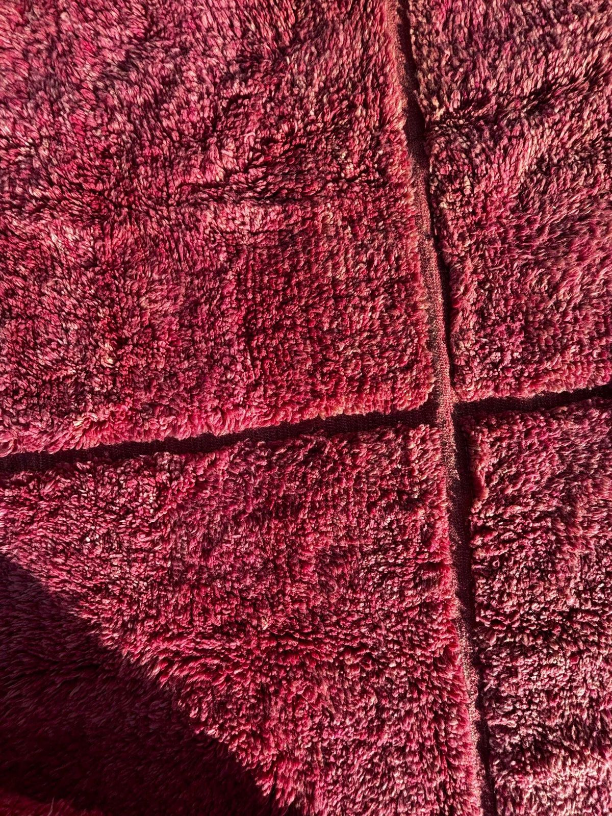 Textiles Moroccan Checkered Pink Wool Rug 230x250 Cm   Wool Beni Rug, Handmade Shaggy Rug, High Quality Wool Pink Rug   Boho Chic Rug photo