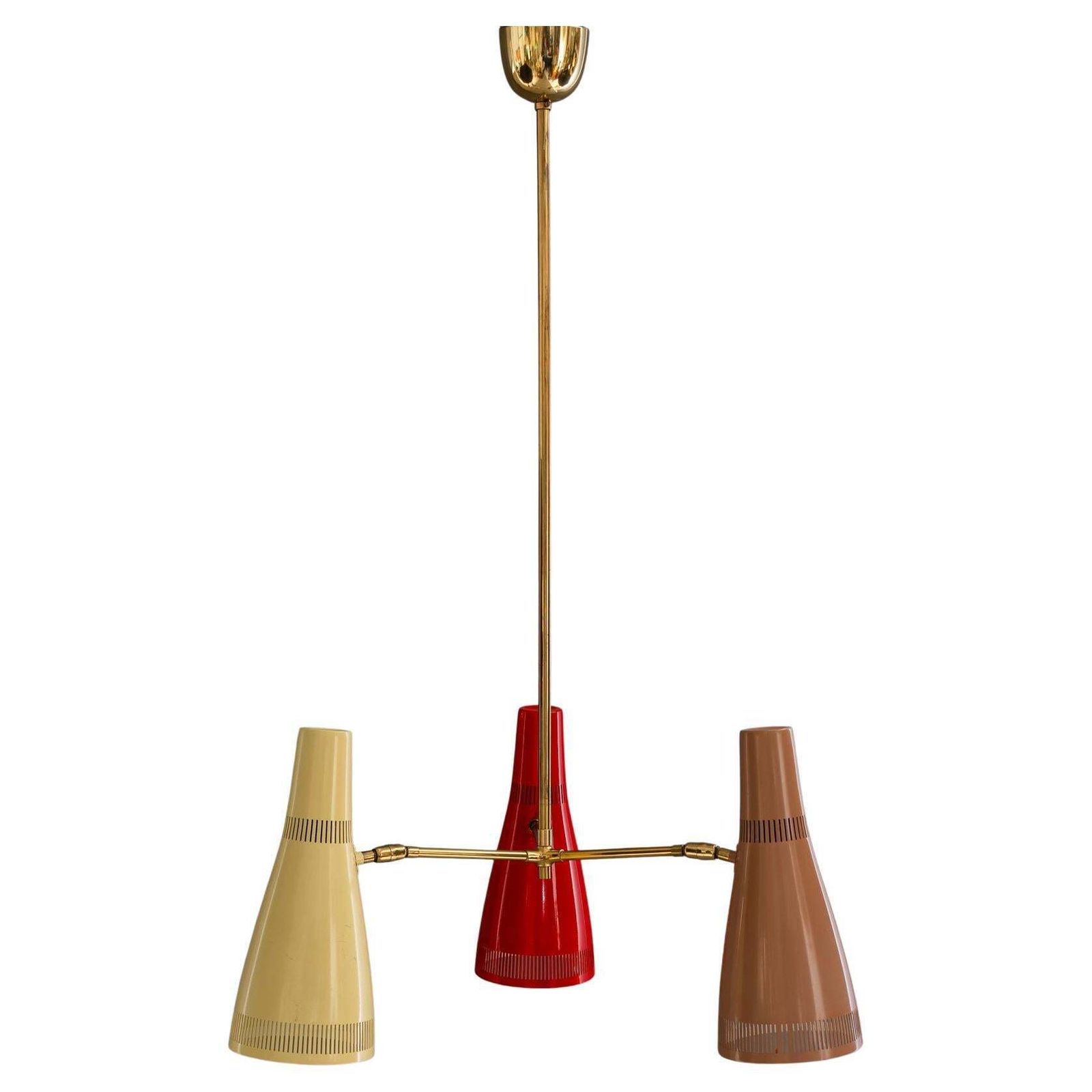 Rupert Nikoll Chandelier With Swiveling Shades Vienna Around 1960s
