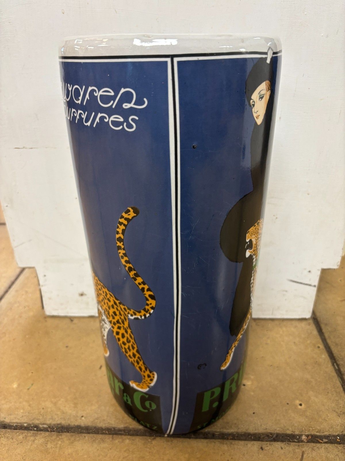 P.Ruckmar & Co Zurich Davos Leopard/ Fashion Lady Umbrella/ Stick Pot photo vinterior
