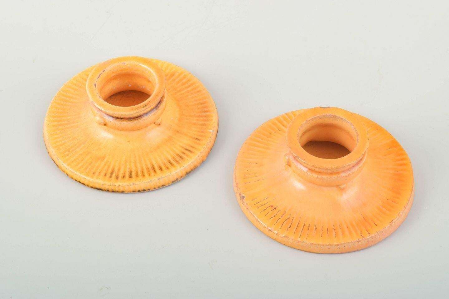 Svend Hammershøi For Kähler, Denmark. Pair Of Ceramic Candlesticks, Ca. 1930s. photo furniture