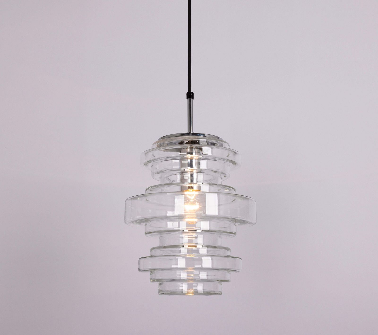 photo vinterior 1 Of 2 Rare Limburg Clear Glass Pendant Lamps, Germany, 1970s