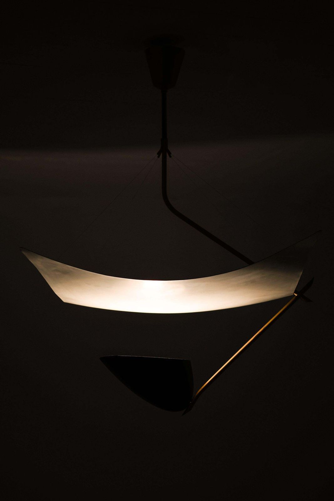 Ceiling Lamp In Lacquered Metal, Nylon Threads And Brass By Angelo Lelii, 1950's photo furniture
