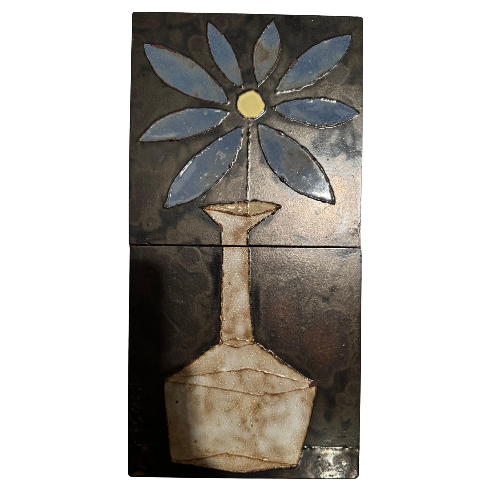 Wall Mounted Tiles Decorative Vase With Flower, Poost, Belgium Artist