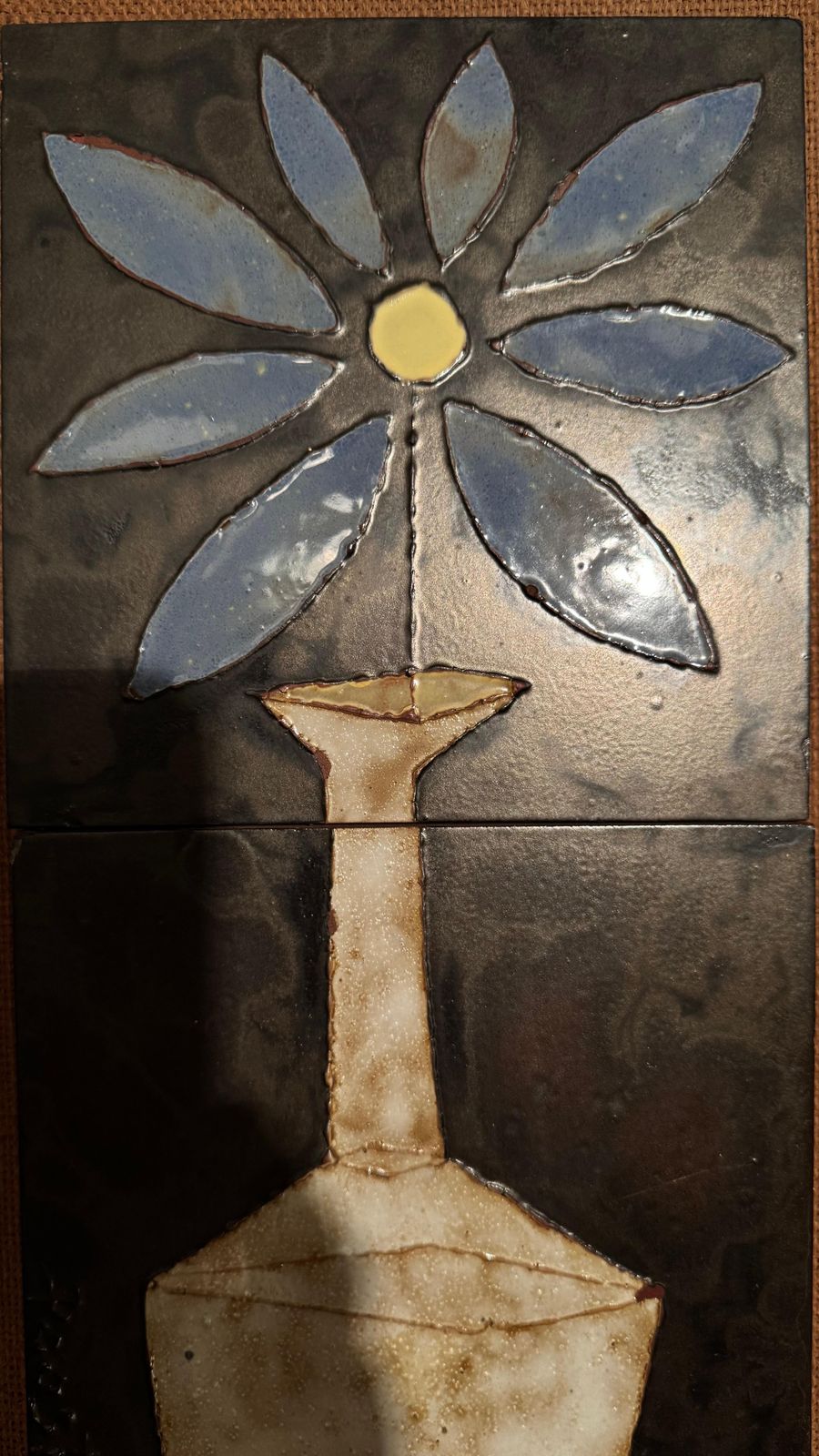 photo for sale Wall Mounted Tiles Decorative Vase With Flower, Poost, Belgium Artist