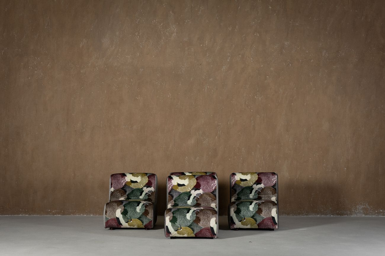 Sale ! Italian Modular Sofa (1970) In Freedom Flight Velvet – 3 Piece