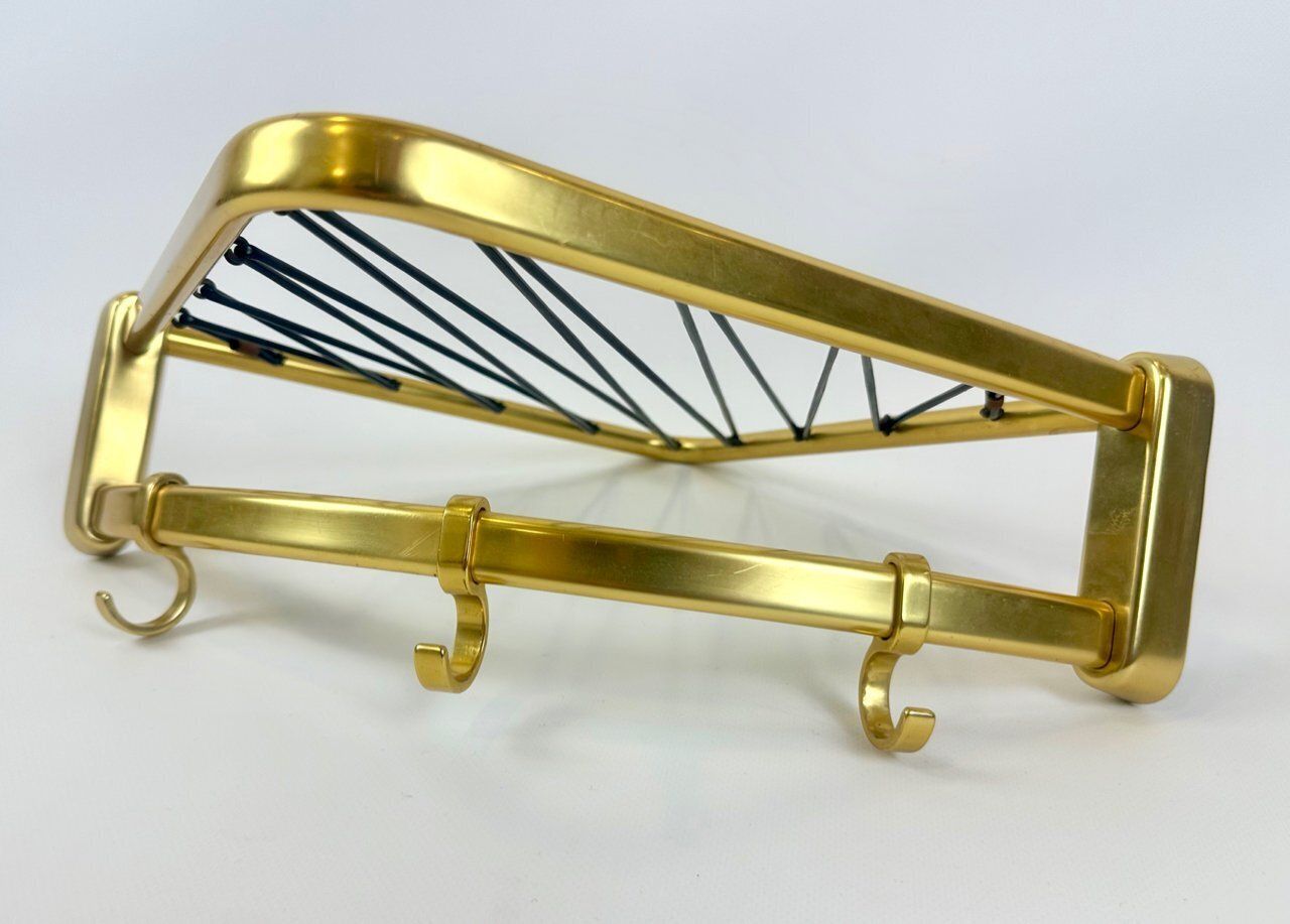 Mid Century Modern Aluminium And Brass Corner Coat And Hat Rack, 1960s photo Furniture