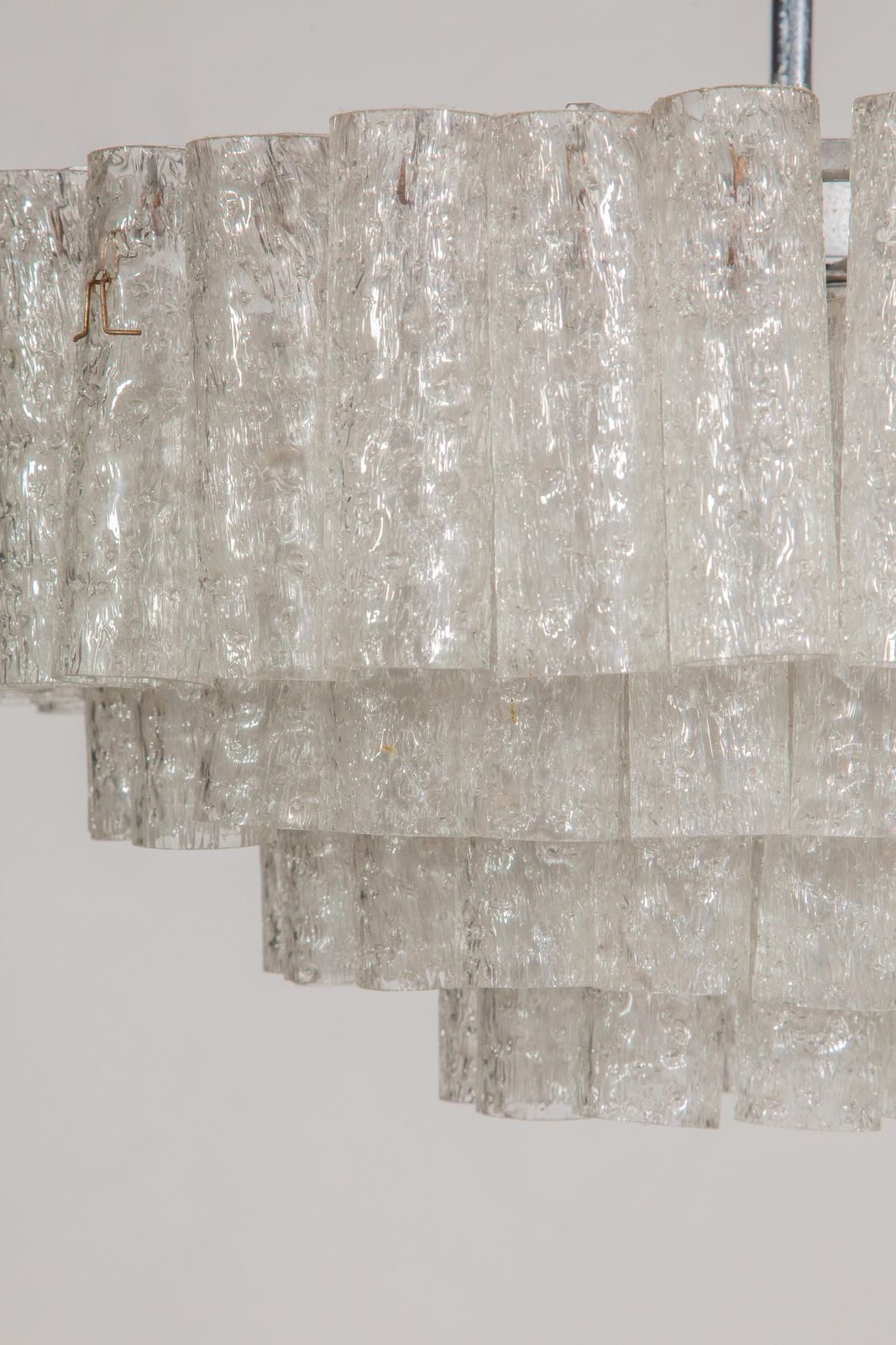 Large Iced Glass Tube Chandelier Designed By Doria, 1960s photo Lighting
