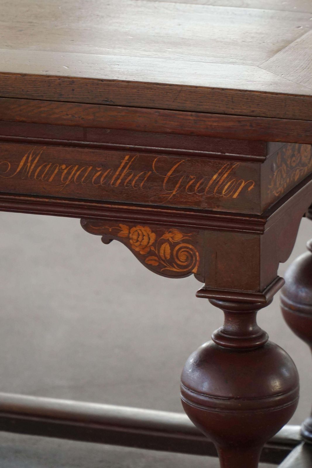 2717.0 Extendable Oak Table With Intarsia, Baroque, Danish Cabinetmaker, 19th Century photo