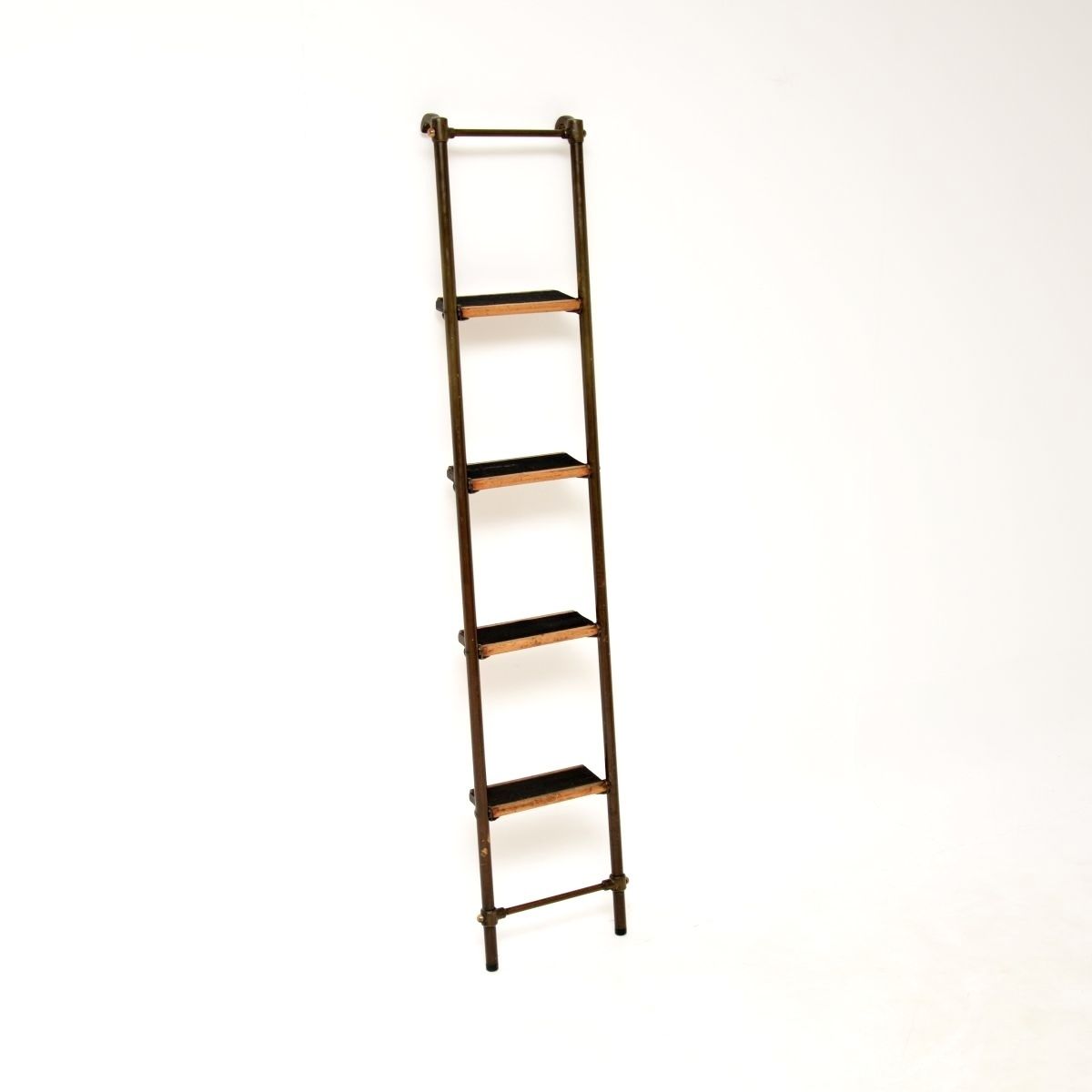 Antique Victorian Brass Library Steps / Ladder photo furniture