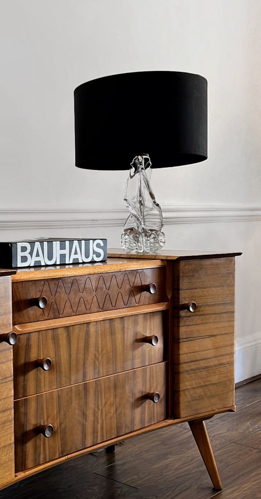 Schneider, Mid Century Modernist Crystal Table Lamp By Charles Schneider, 1950 photo for sale
