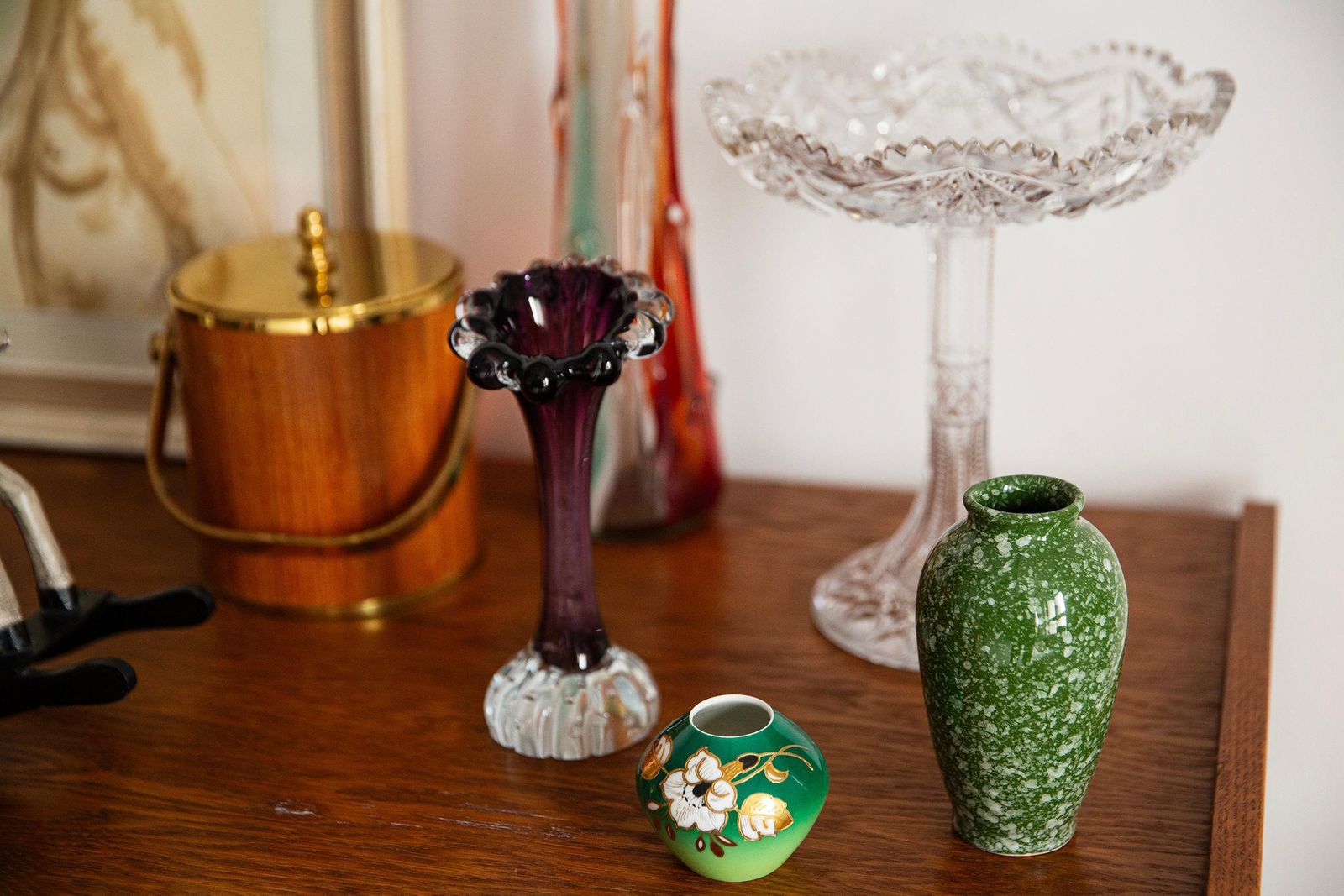 Mid Century Vintage Purple Small Slim Glass Vase, Europe, 1960s photo for sale