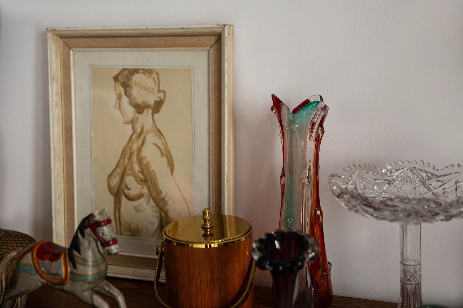 Mid Century Classical Female Painting, Wood And Linen Frame, 1930s photo furniture