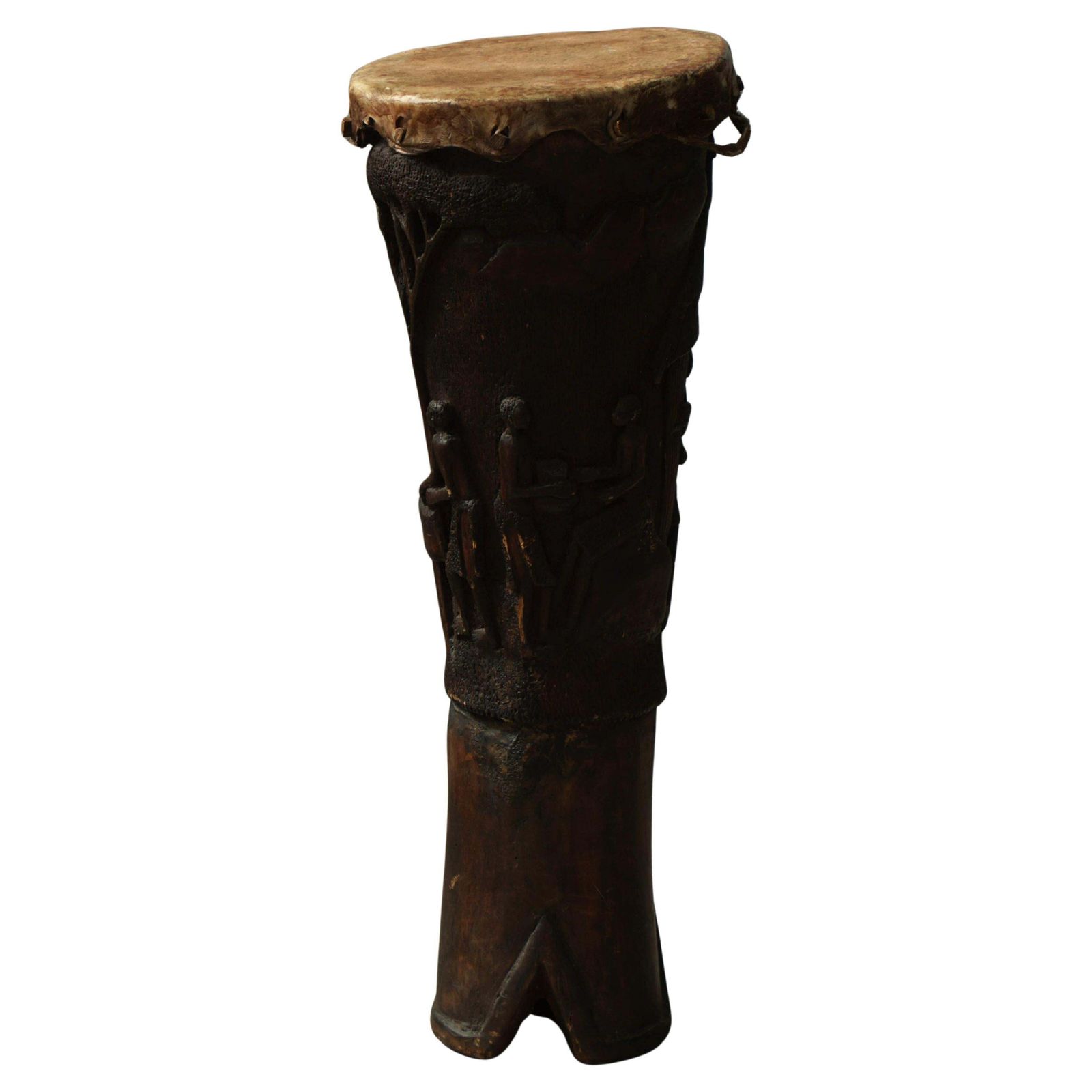 African Organic Wooden Carved Sculpture/Drum, 20th Century
