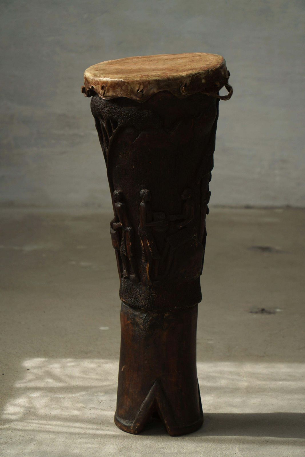 African Organic Wooden Carved Sculpture/Drum, 20th Century photo for sale