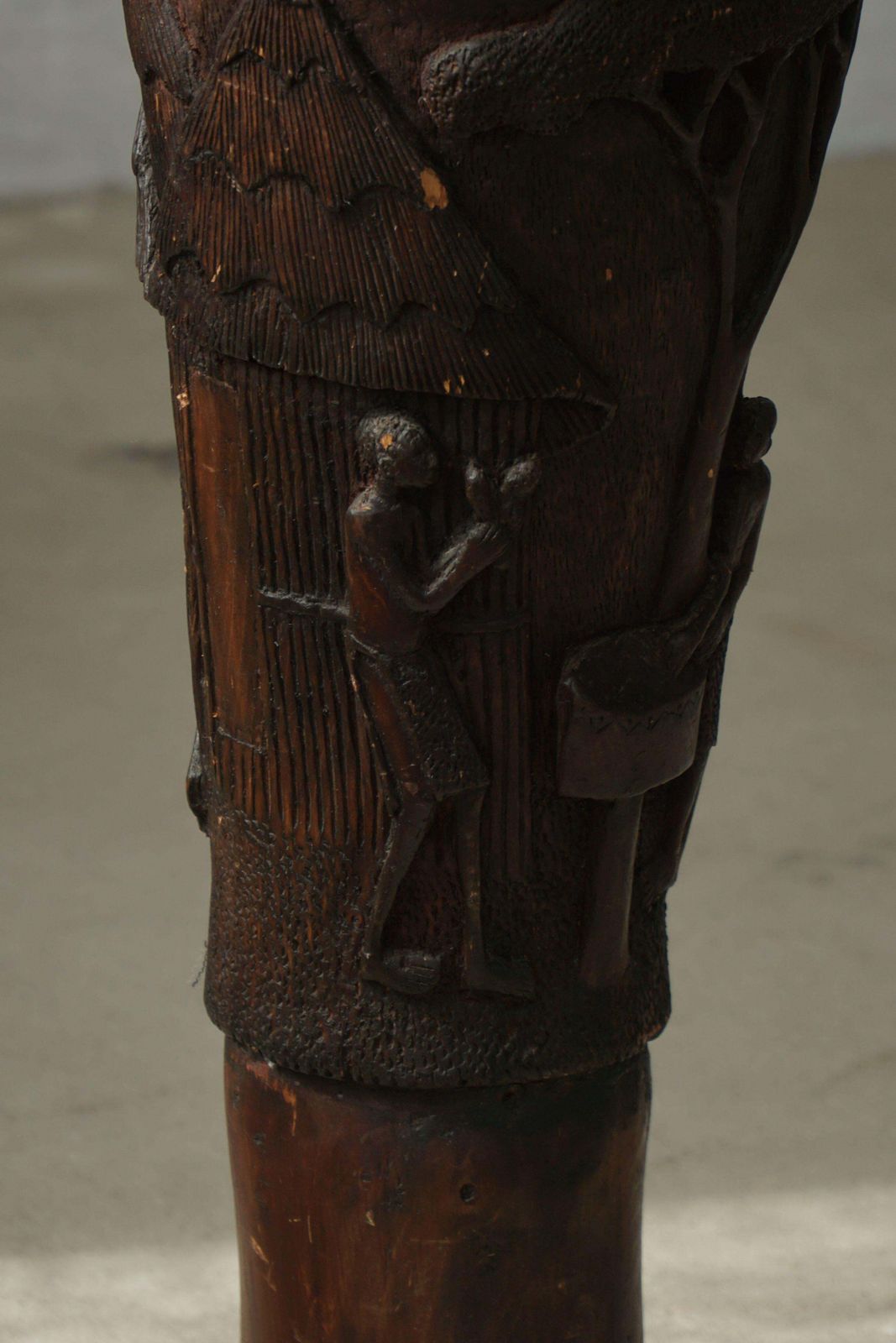 African Organic Wooden Carved Sculpture/Drum, 20th Century photo Home Decor