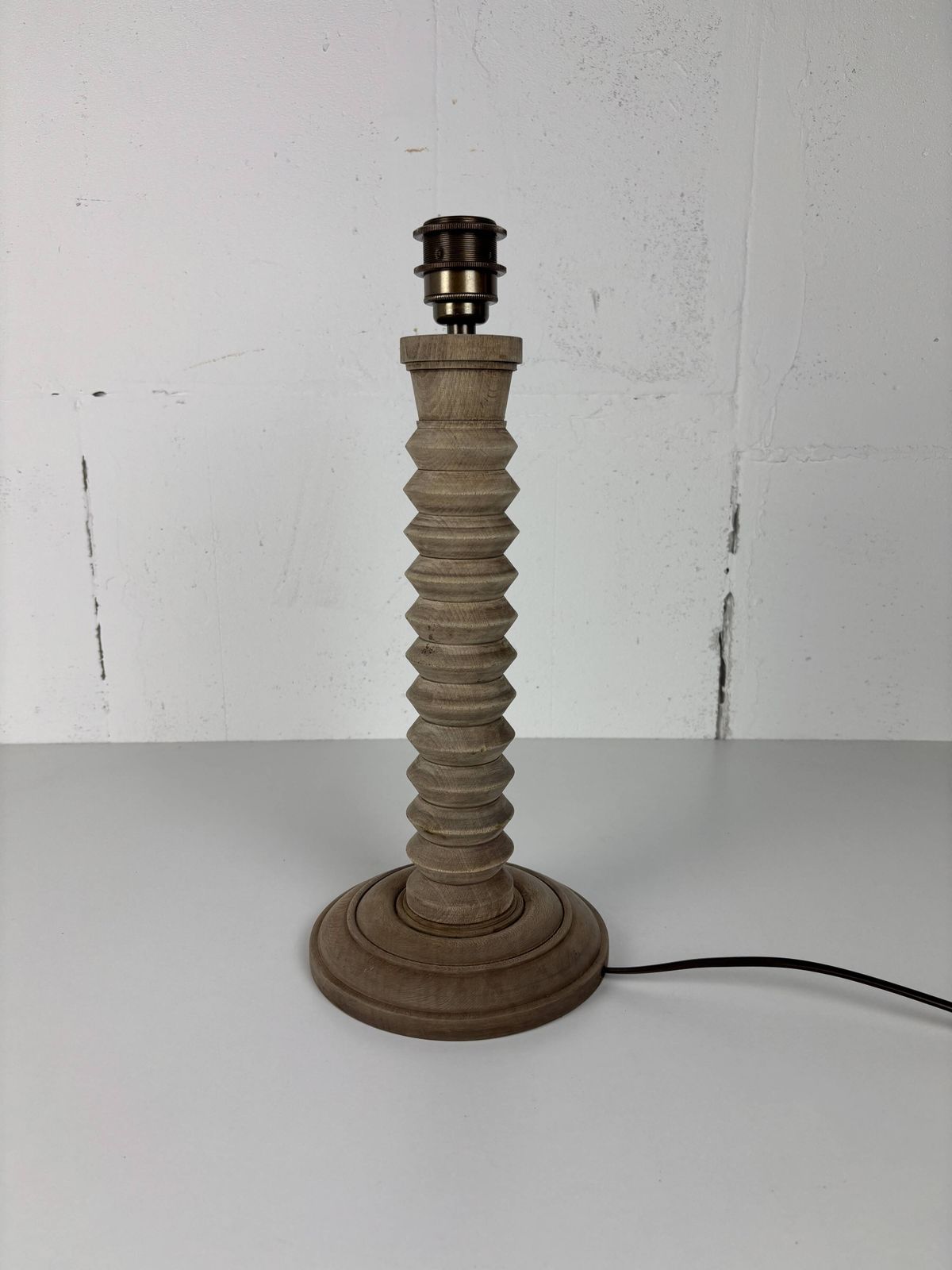 Wabi Sabi Brutalist Wood Turned Table Lamp In The Style Of Charles Dudouyt photo for sale