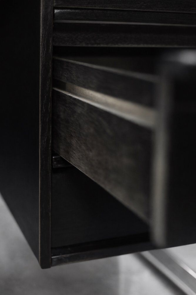 Furniture Vintage Danish Black Oak Desk With Chrome Base, 1970s photo