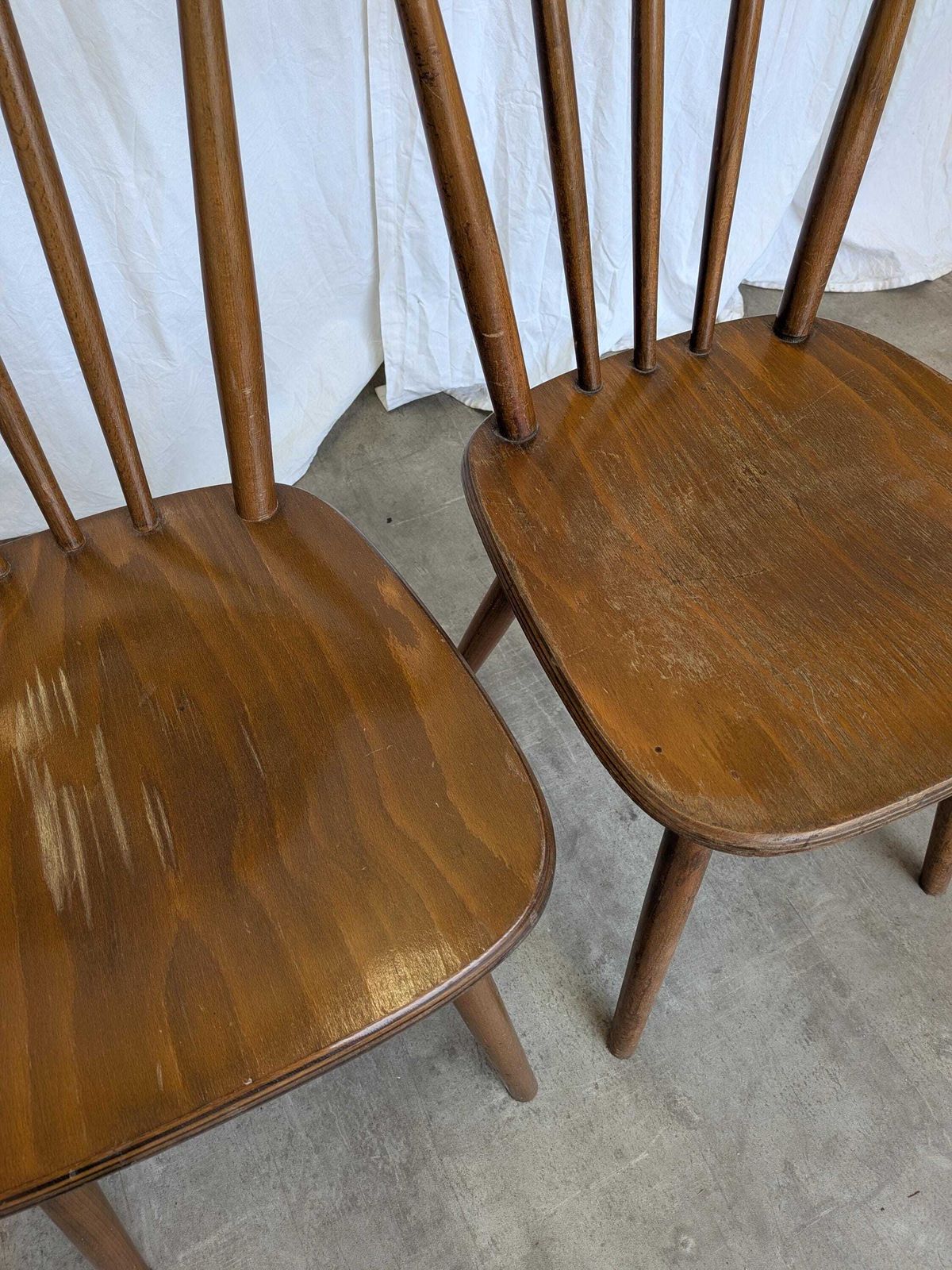 Set Of 4 Vintage Windsor Dining Chairs: Mid Century Brown Wooden / Stol Kamnik 1970s photo vintage