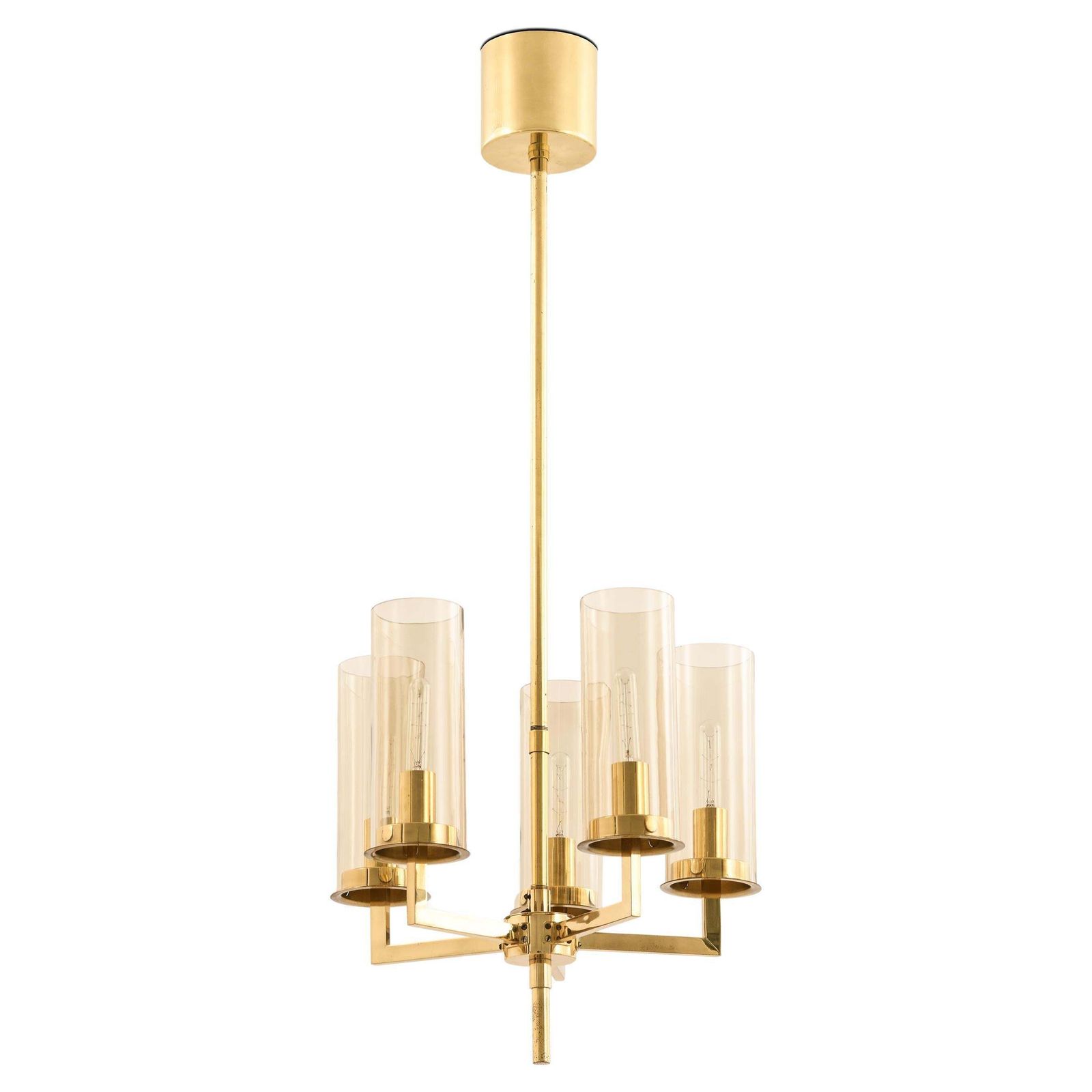 Ceiling Lamp With Amber Tinted Glass Shade By Hans Agne Jakobsson, 1950s