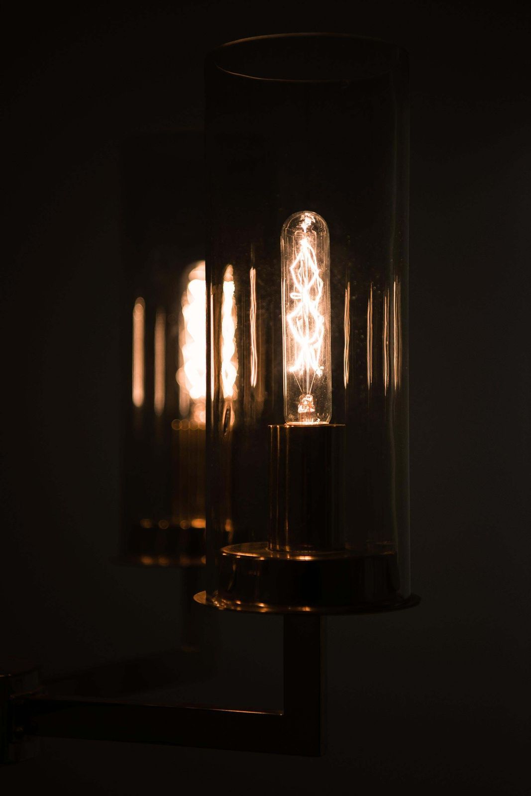 Ceiling Lamp With Amber Tinted Glass Shade By Hans Agne Jakobsson, 1950s photo vinterior