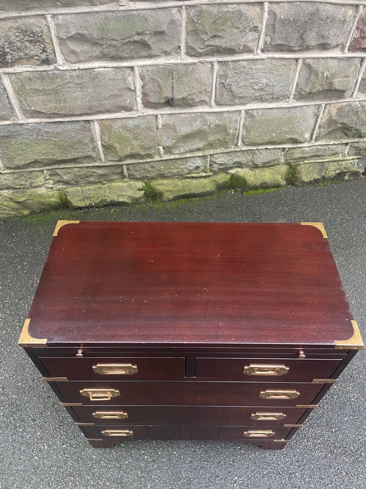 Brass Bound Mahogany Military Style Chest Draws photo vintage