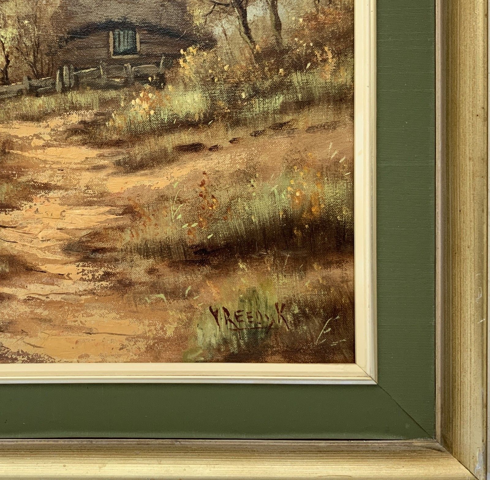 photo furniture Large British School Vintage Mid Century Autumn Farming Landscape Oil Painting