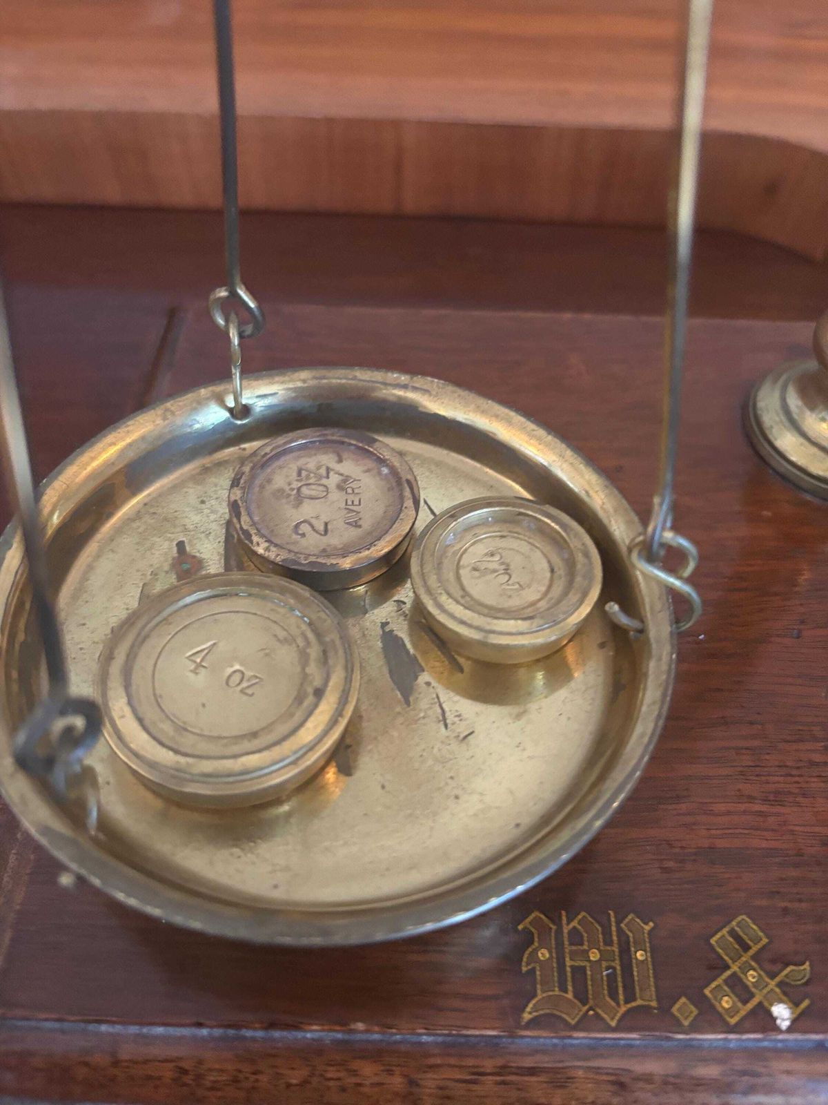 Victorian Brass Beam Scales By W T Avery Rectangular Mahogany Base W Weights photo 85.0