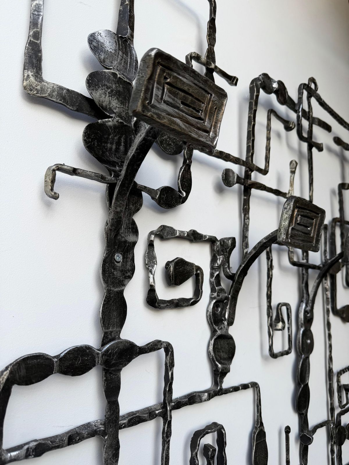 Wall Coat Rack Sculpture Wrought Iron By Pozzebon. Italy, 1970s photo vinterior