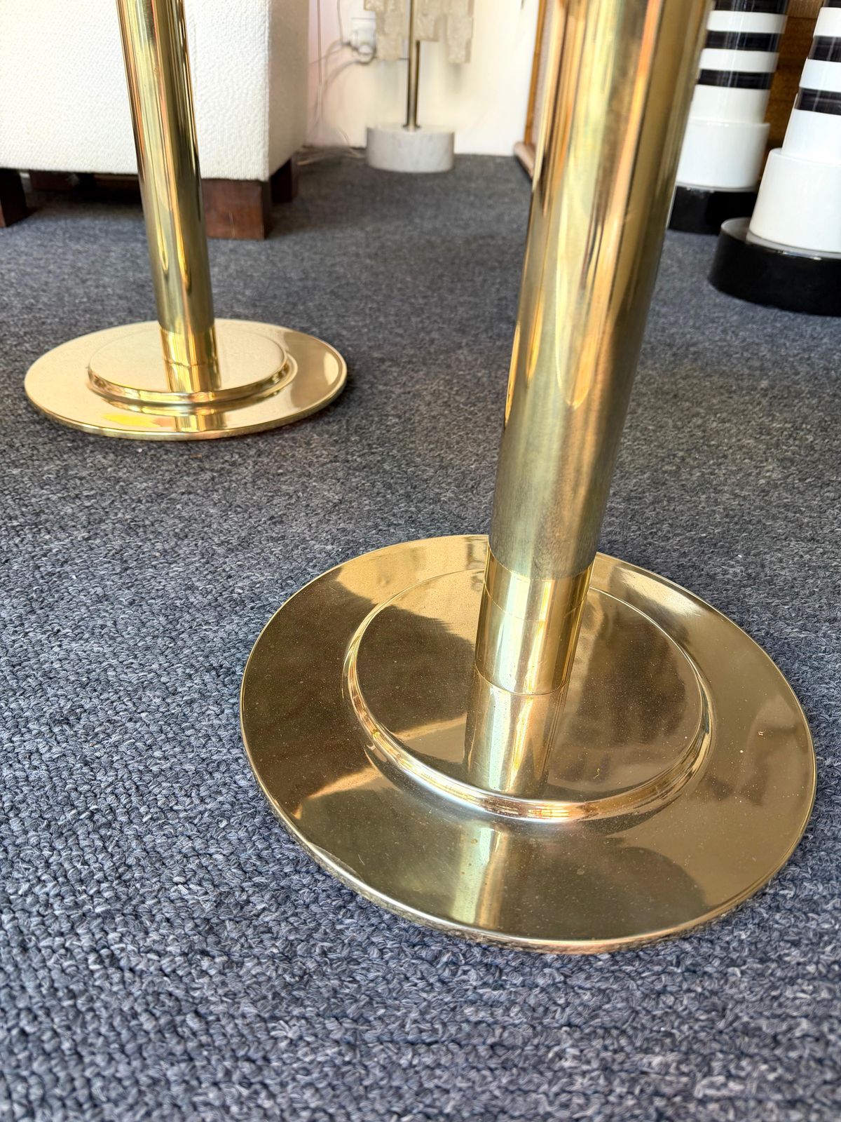 Contemporary Set Of 3 Brass And Marble Nesting Tables, Italy photo buy