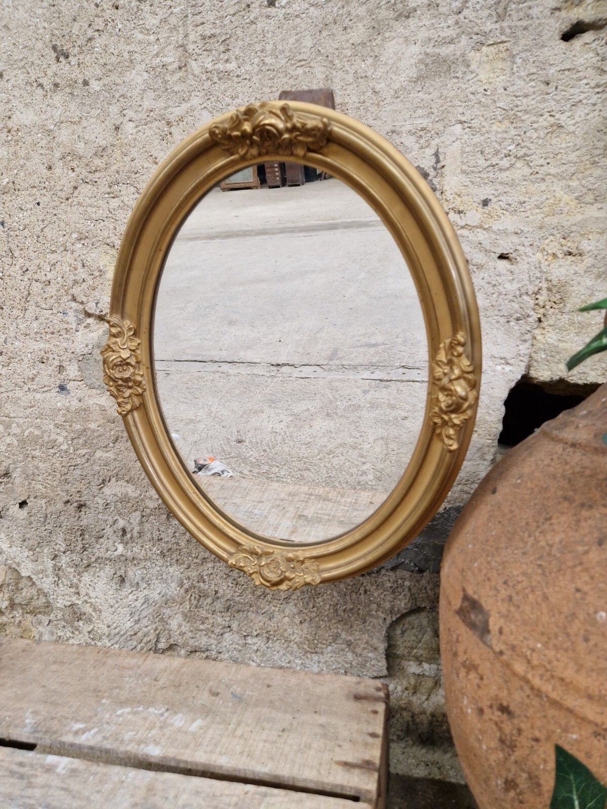 195.0 19th Century French Oval Mirror Louis XVI Style photo