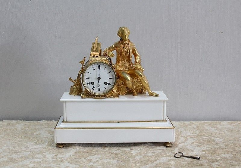 Beautiful Bronze And Marble Clock, 19th Century