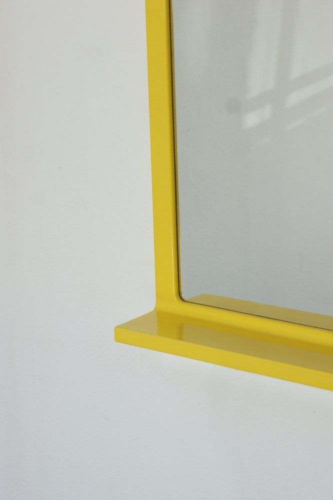 Space Age Illuminated Yellow Wall Mirror By Makio Hasuike, Italy, 1980s photo for sale
