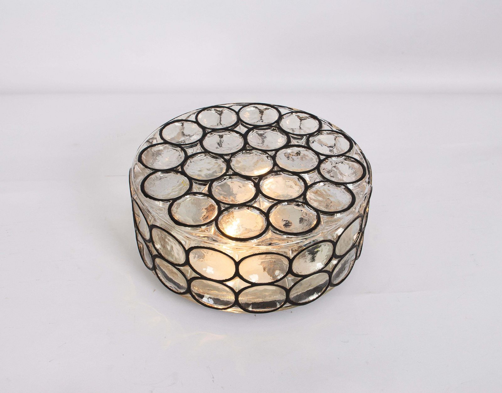 1 Of 2 Large Iron And Glass Wall Or Ceiling Lights By Limburg, Germany, 1960s photo 1468.0