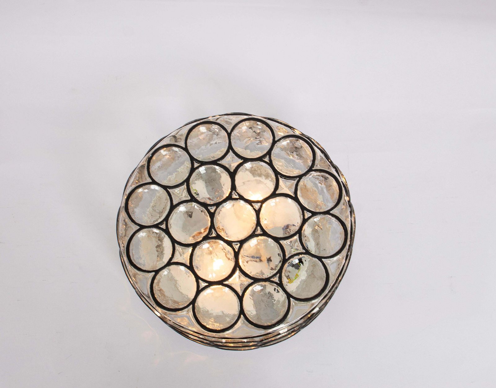 1468.0 1 Of 2 Large Iron And Glass Wall Or Ceiling Lights By Limburg, Germany, 1960s photo