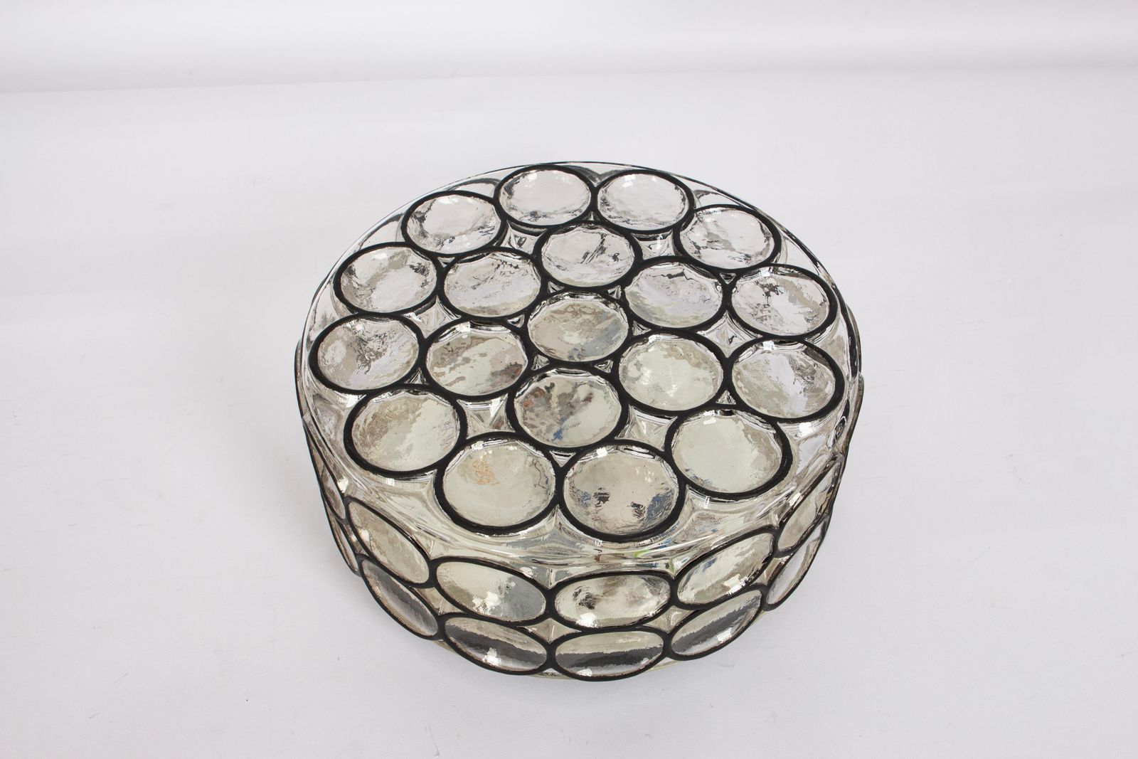 photo vinterior 1 Of 2 Large Iron And Glass Wall Or Ceiling Lights By Limburg, Germany, 1960s