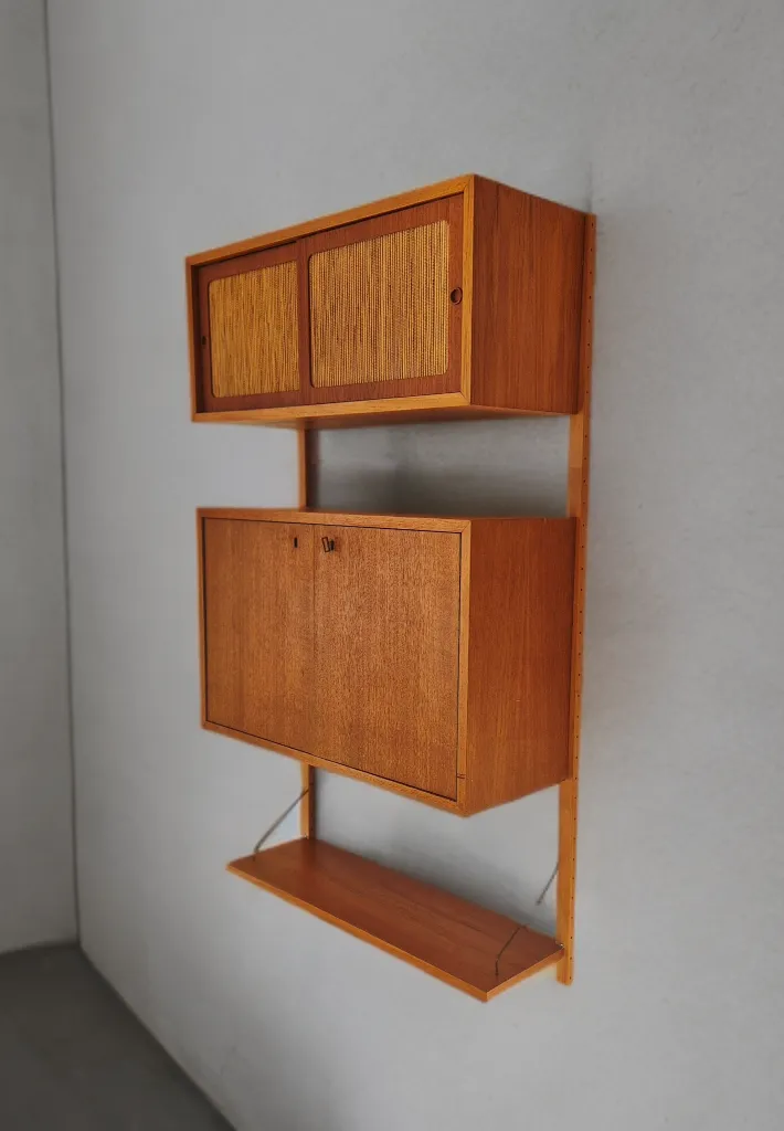 Wall Unit In Teak With Bar Cabinet, Scandinavian Mid Century 1960s photo 980.0