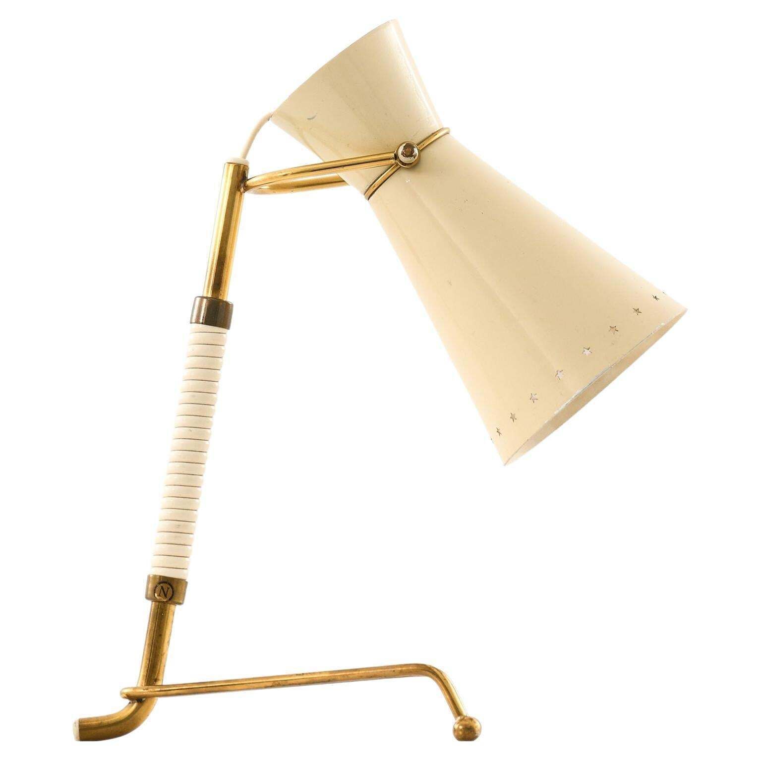 Table Lamp In Brass And Original Lacquered Metal, 1950's