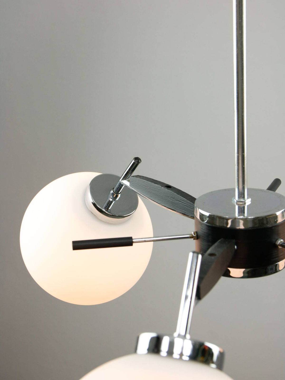Space Age Italian Chrome And Opaline Chandelier, 1970s photo Lighting