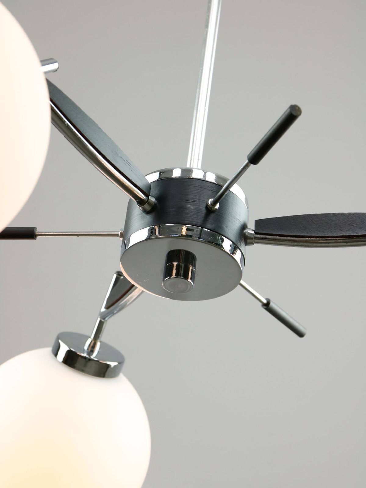 Space Age Italian Chrome And Opaline Chandelier, 1970s photo 534.0