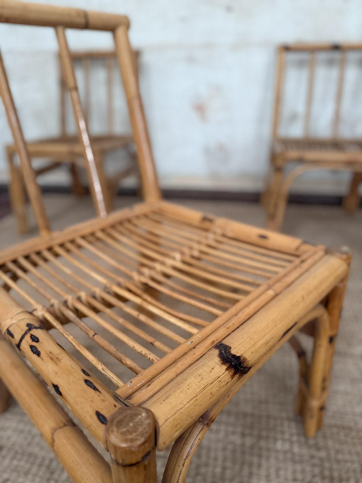 Set Of Eight Bamboo And Wicker Chairs – Italy, 1970s photo Furniture