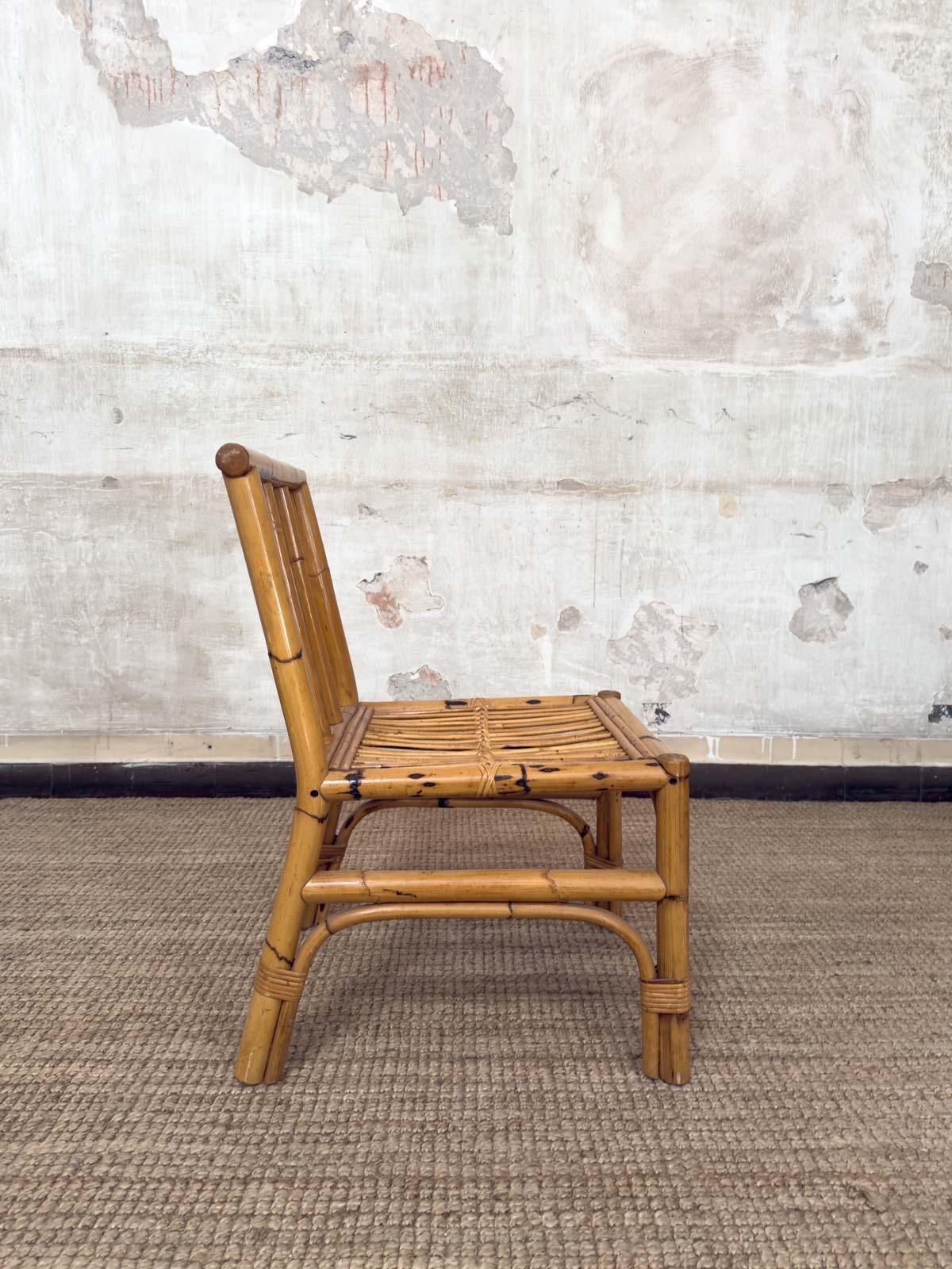 photo for sale Set Of Eight Bamboo And Wicker Chairs – Italy, 1970s