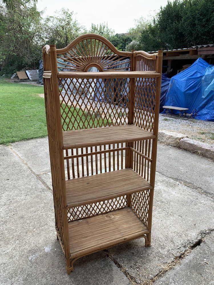 Mid Century Bamboo And Rattan Shelf, 1960s