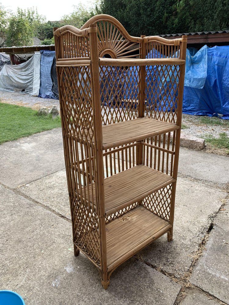 Mid Century Bamboo And Rattan Shelf, 1960s photo for sale